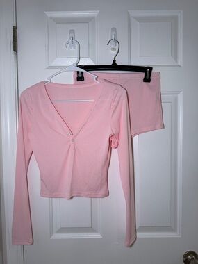 Soft Pink Long Sleeve Top and Panties Set